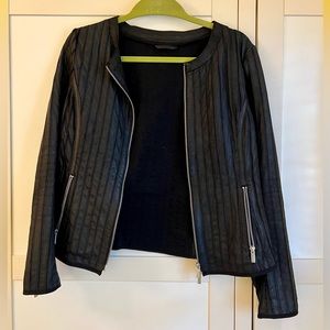 black leather jacket